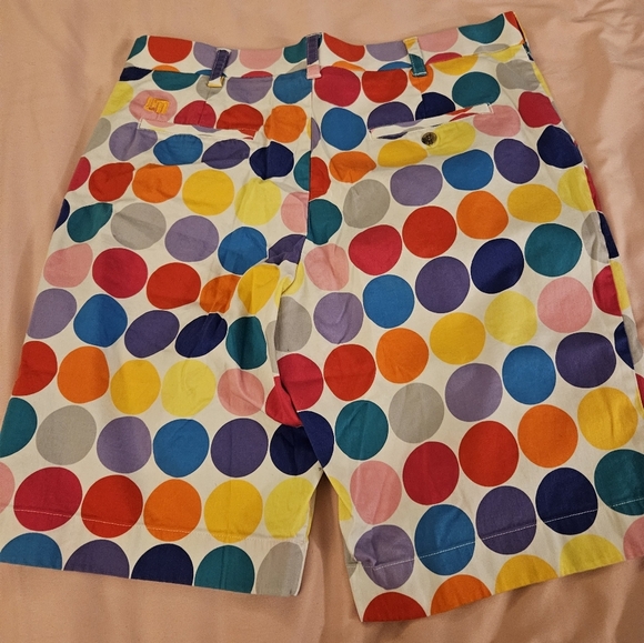 LoudMouth Ladies Stretch Golf Shorts in Multicolor Disco Ball Dot Print‎ Size 36 - Picture 4 of 5